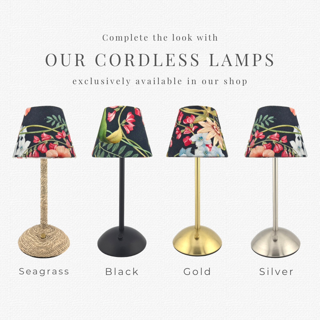 Noir Floral Lamp Shade for Cordless Lamps | Fits Zafferano Poldina & Generic Bases