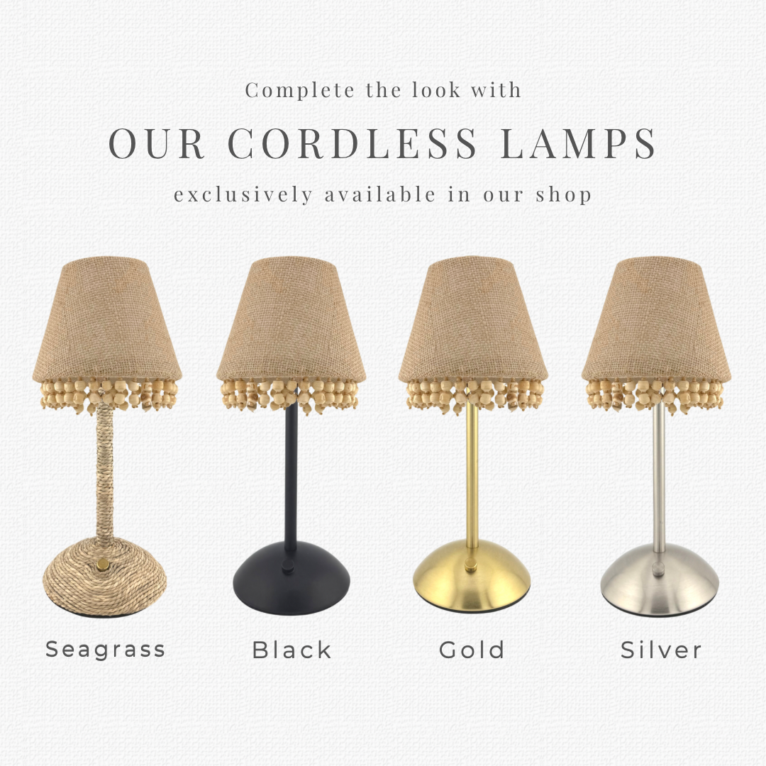Marbella Burlap Lamp Shade for Cordless Lamps | Fits Zafferano Poldina & Generic Bases
