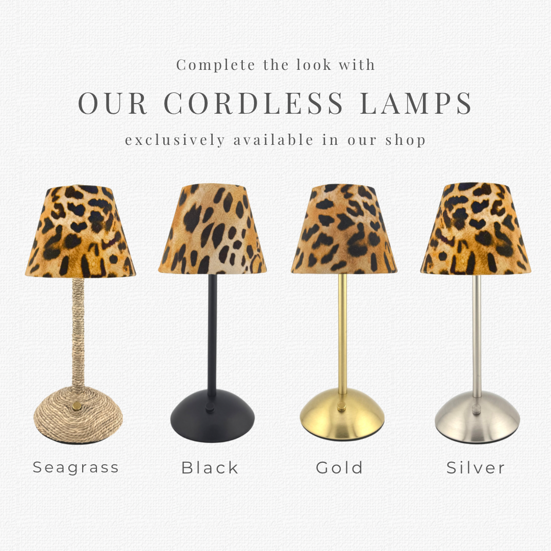 Leopard Lamp Shade for Cordless Lamps | Fits Zafferano Poldina & Generic Bases