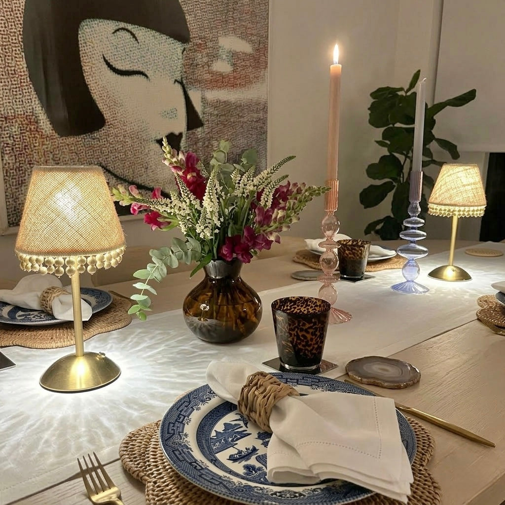 Marbella Burlap Lamp Shade for Cordless Lamps | Fits Zafferano Poldina & Generic Bases