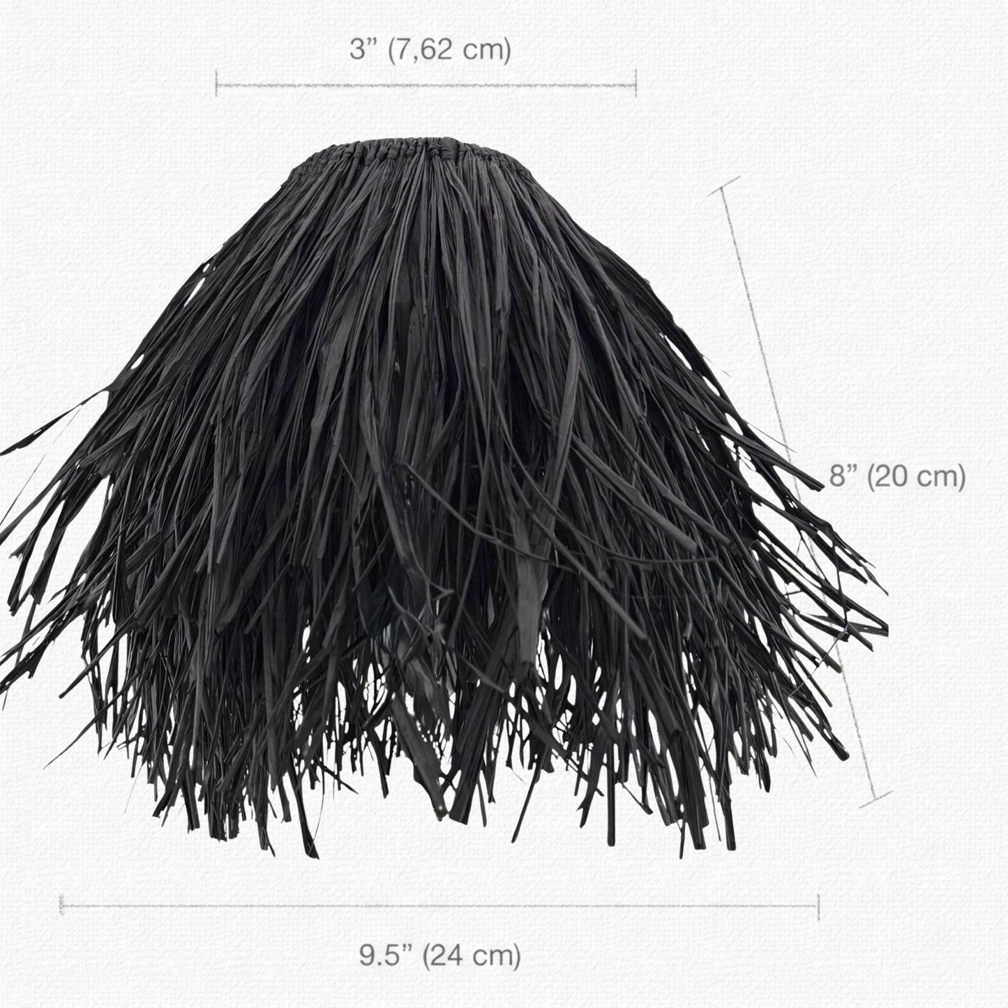 Diagram for Black Folie shade: 3-inch top diameter, 9.5-inch bottom diameter, and 8-inch slant. Fits cordless lamps.