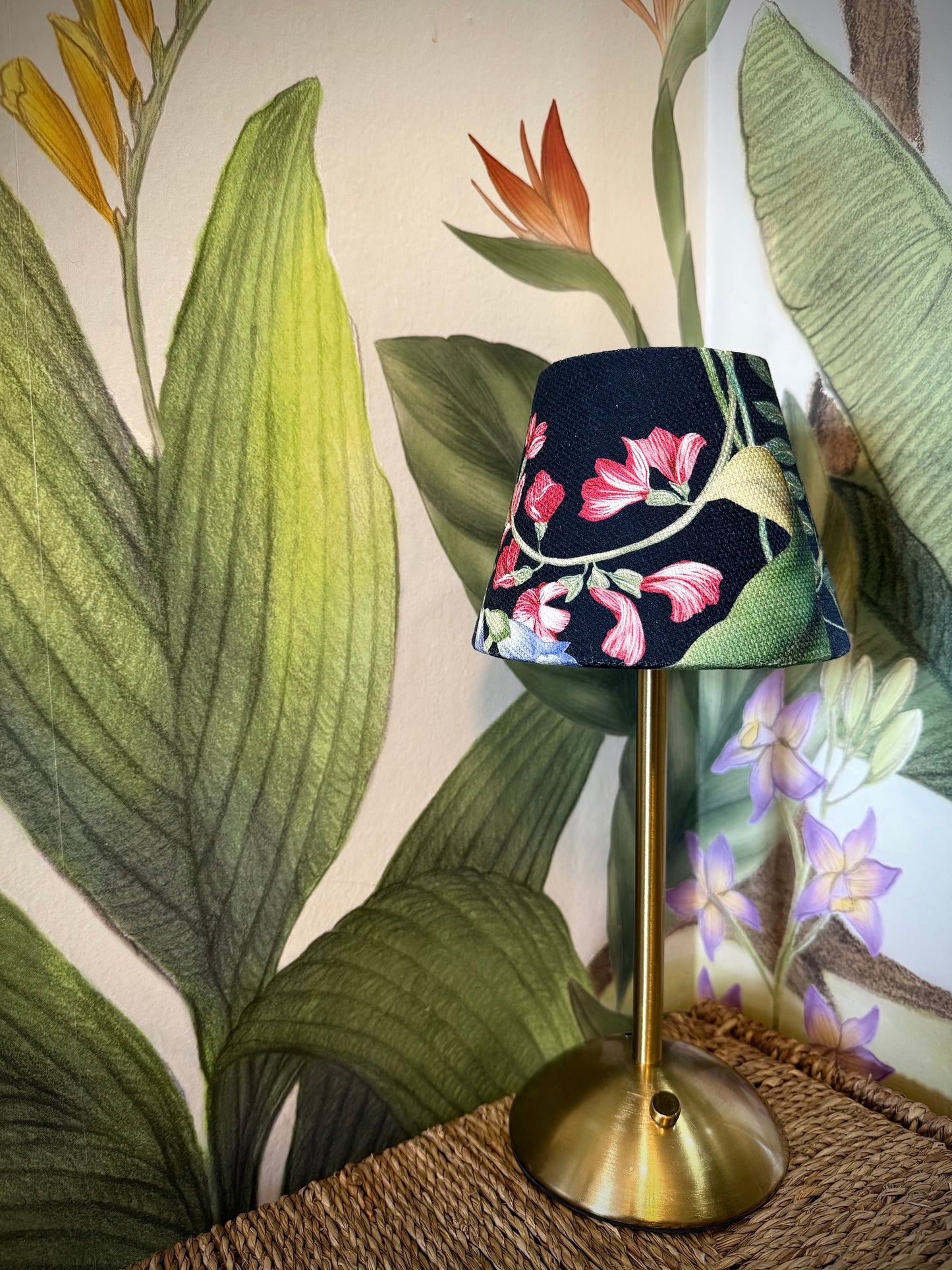 Noir Floral Lamp Shade for Cordless Lamps | Fits Zafferano Poldina & Generic Bases