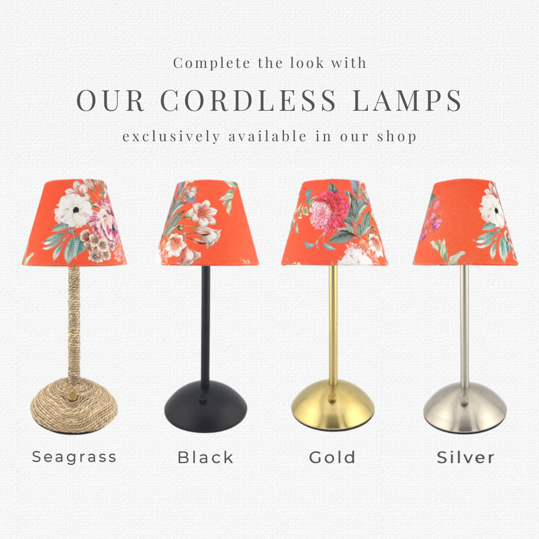 Tangerine Floral Lamp Shade for Cordless Lamps | Fits Zafferano Poldina & Generic Bases