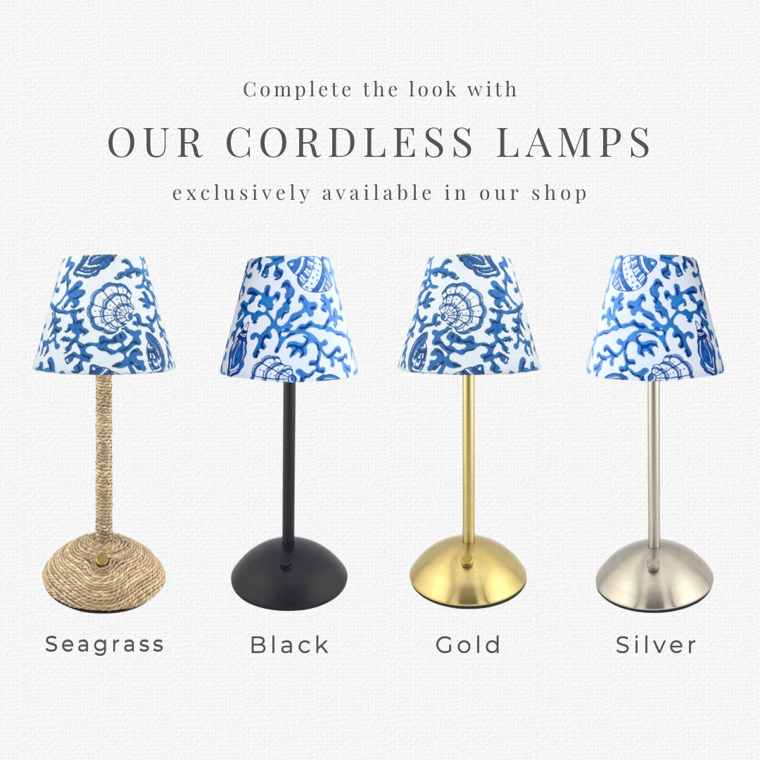 Blue Shells Lamp Shade for Cordless Lamps | Fits Zafferano Poldina & Generic Bases