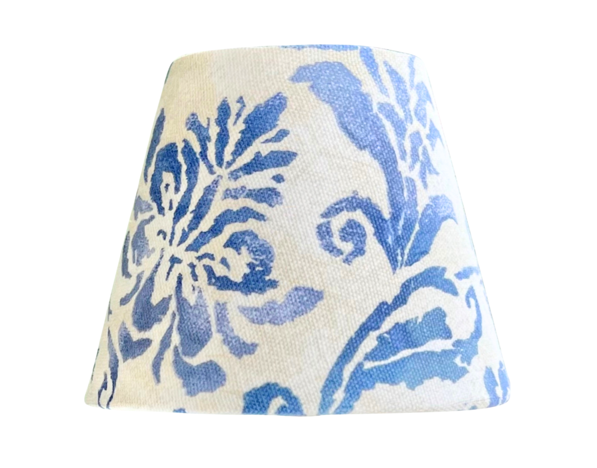 Handmade Ralph Lauren blue floral fabric lamp shade for cordless Poldina bases, shade only.