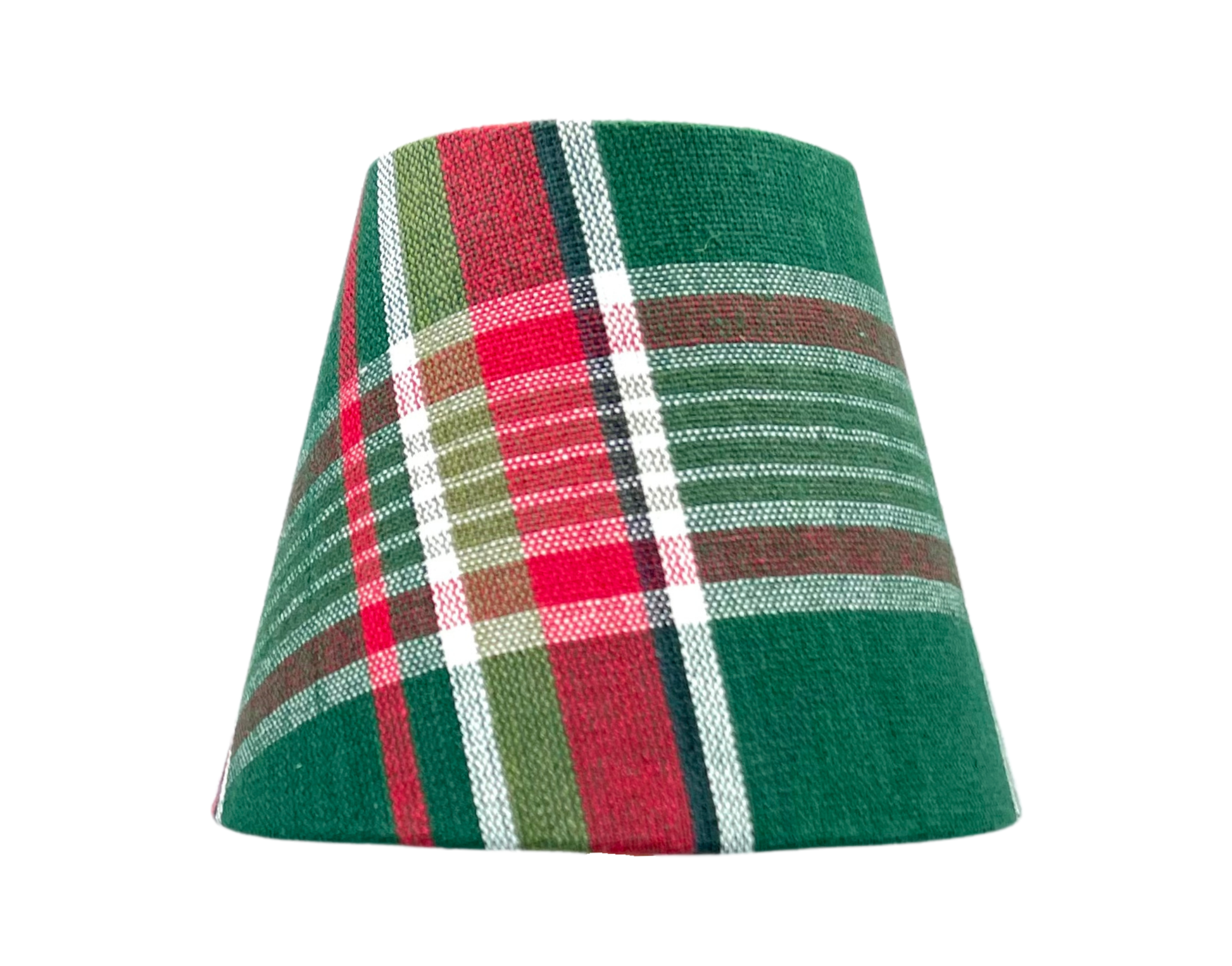 The Aspen green and red plaid lamp shade for a cordless lamp